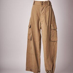 1950s Vintage French Military Army Cargo Pants Herringbone Trousers